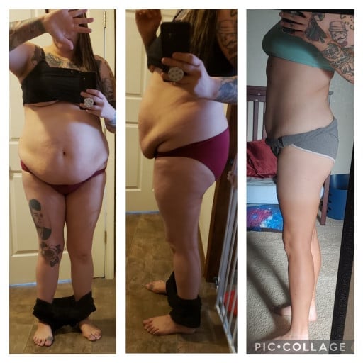 Progress Pics of 62 lbs Fat Loss 5 foot 7 Female 230 lbs to 168 lbs