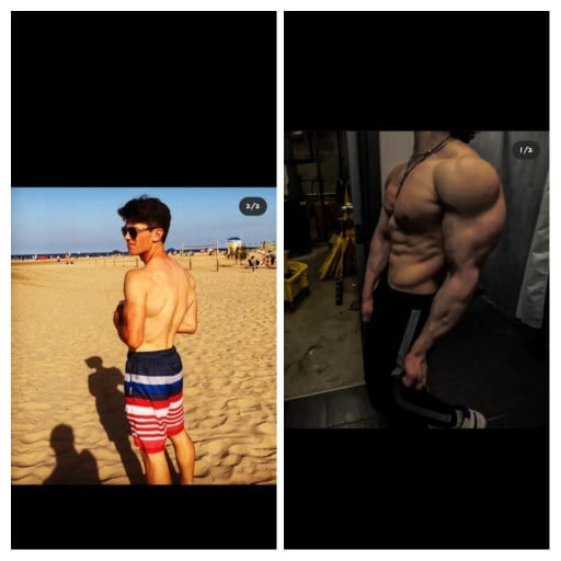 Progress Pics of 80 lbs Muscle Gain 6 foot Male 120 lbs to 200 lbs