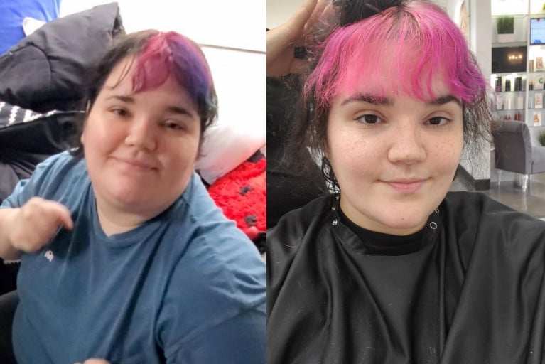 Before and After 40 lbs Weight Loss 5'2 Female 294 lbs to 254 lbs