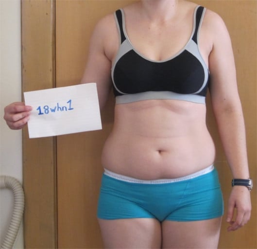 A picture of a 5'6" female showing a snapshot of 158 pounds at a height of 5'6