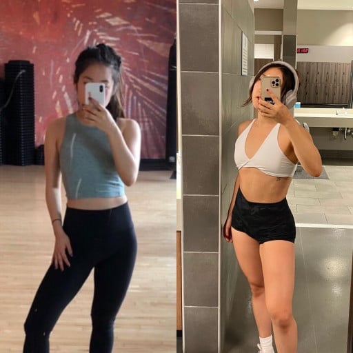 5'4 Female 10 lbs Muscle Gain Before and After 110 lbs to 120 lbs
