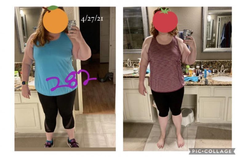 36 lbs Fat Loss Before and After 5'9 Female 286 lbs to 250 lbs