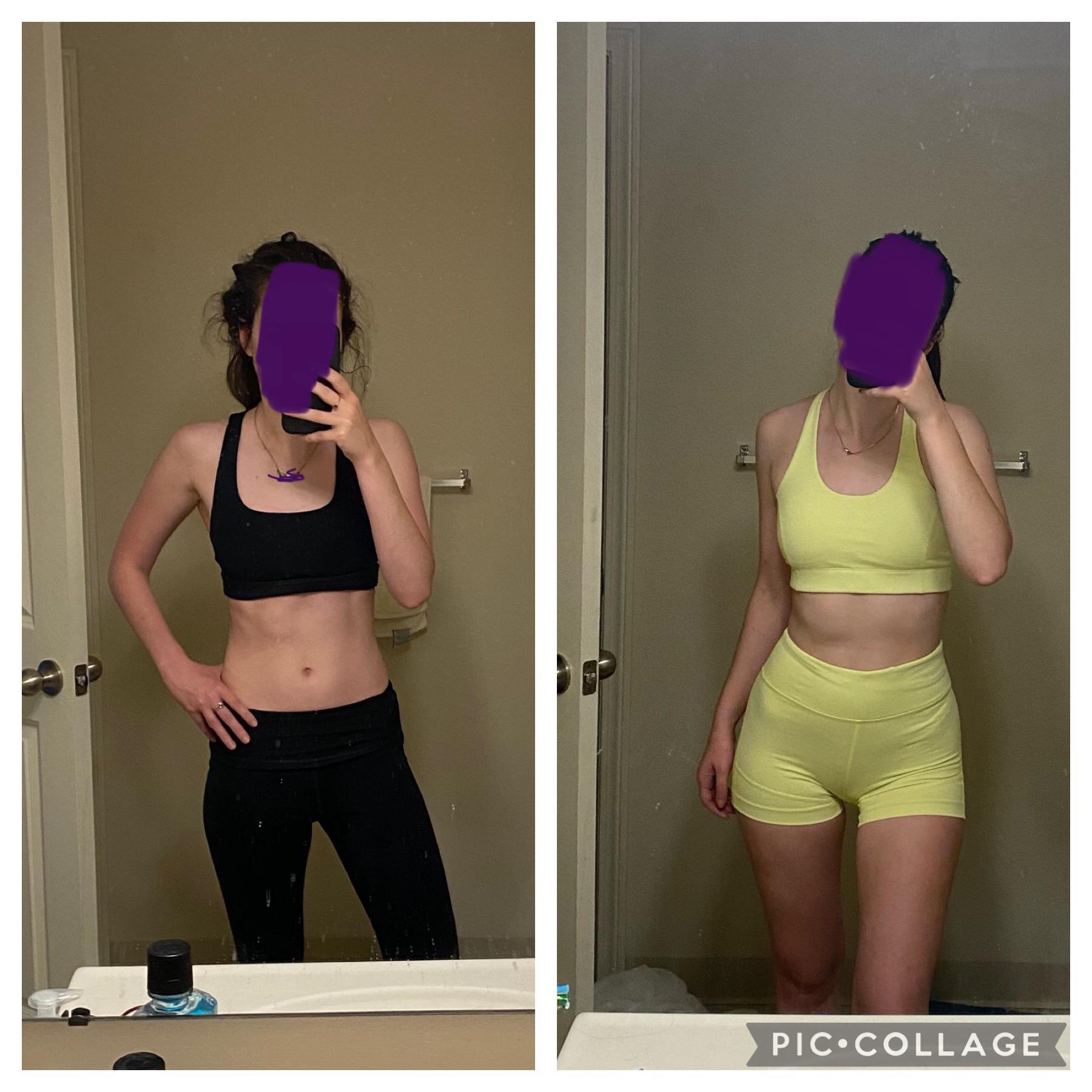 Before and After 11 lbs Muscle Gain 5 foot 7 Female 113 lbs to 124 lbs