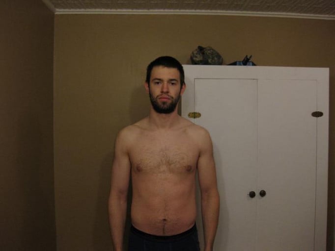 A progress pic of a 5'11" man showing a snapshot of 155 pounds at a height of 5'11