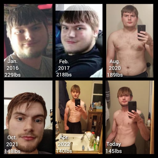 5 foot 10 Male 85 lbs Weight Loss Before and After 230 lbs to 145 lbs