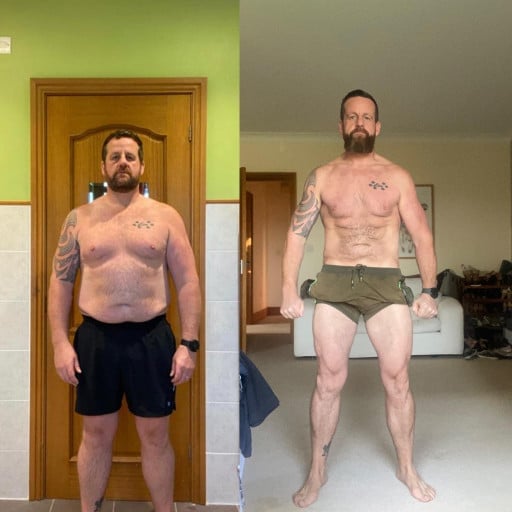 42 lbs Fat Loss Before and After 5'11 Male 238 lbs to 196 lbs
