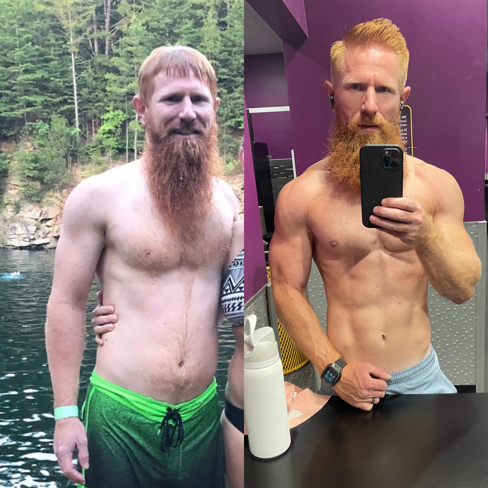 15 lbs Fat Loss Before and After 6 foot Male 180 lbs to 165 lbs