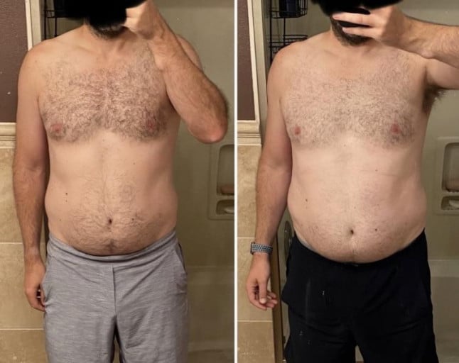 A picture of a 6'1" male showing a weight loss from 234 pounds to 218 pounds. A respectable loss of 16 pounds.