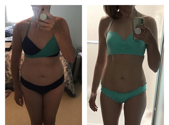 5'4 Female 19 lbs Fat Loss Before and After 153 lbs to 134 lbs