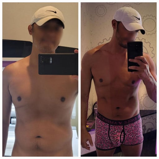 Before and After 22 lbs Weight Loss 5'6 Male 165 lbs to 143 lbs