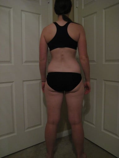 A picture of a 5'7" female showing a snapshot of 141 pounds at a height of 5'7