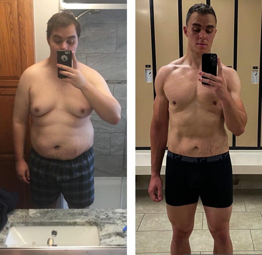 6 foot 1 Male Before and After 105 lbs Weight Loss 305 lbs to 200 lbs