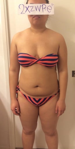 A progress pic of a 5'4" woman showing a snapshot of 161 pounds at a height of 5'4