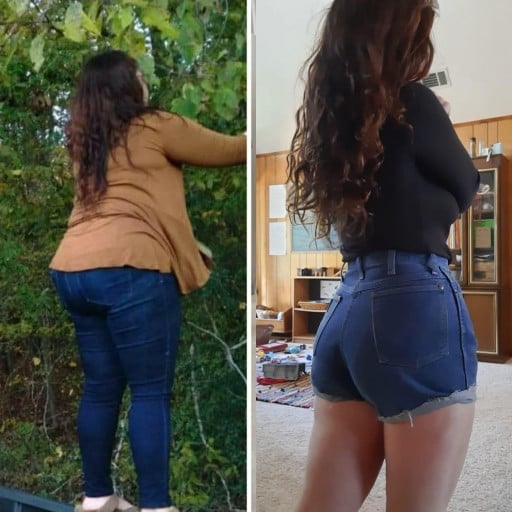 5'3 Female 50 lbs Fat Loss Before and After 185 lbs to 135 lbs