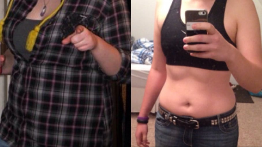 5 feet 7 Female 38 lbs Fat Loss Before and After 185 lbs to 147 lbs