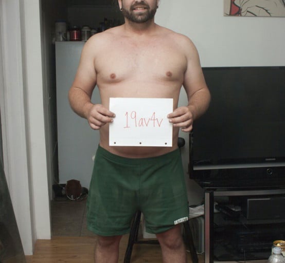 A photo of a 6'2" man showing a snapshot of 265 pounds at a height of 6'2