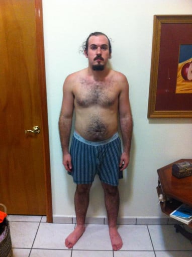 A progress pic of a 5'8" man showing a snapshot of 185 pounds at a height of 5'8
