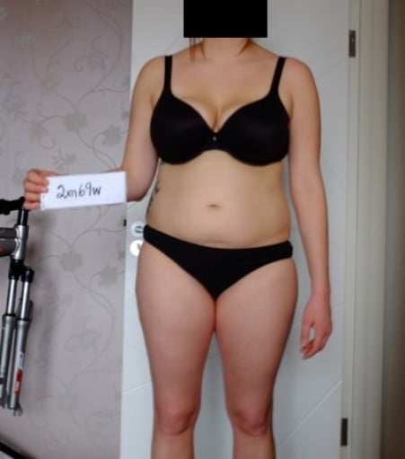 A picture of a 5'7" female showing a snapshot of 168 pounds at a height of 5'7