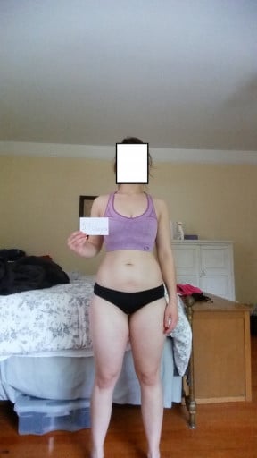 A picture of a 5'5" female showing a snapshot of 141 pounds at a height of 5'5