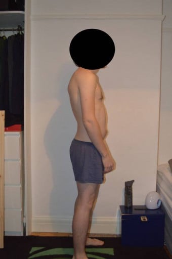 A before and after photo of a 5'11" male showing a snapshot of 170 pounds at a height of 5'11
