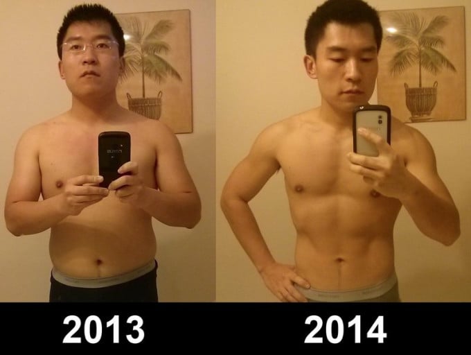 A picture of a 5'6" male showing a weight loss from 165 pounds to 140 pounds. A total loss of 25 pounds.
