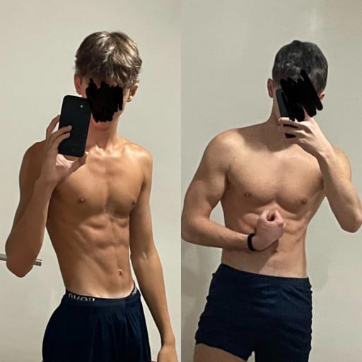 6 foot Male Progress Pics of 28 lbs Muscle Gain 125 lbs to 153 lbs