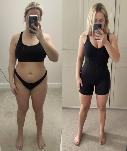 Before and After 16 lbs Weight Loss 5'4 Female 160 lbs to 144 lbs