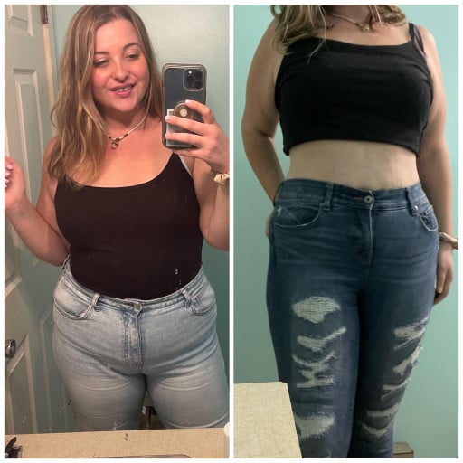 218 lbs Weight Loss Before and After 5 foot 9 Female 235 lbs to 17 lbs