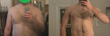 60 lbs Fat Loss Before and After 6 foot 2 Male 245 lbs to 185 lbs