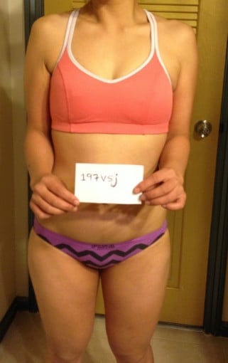 A picture of a 5'5" female showing a snapshot of 137 pounds at a height of 5'5