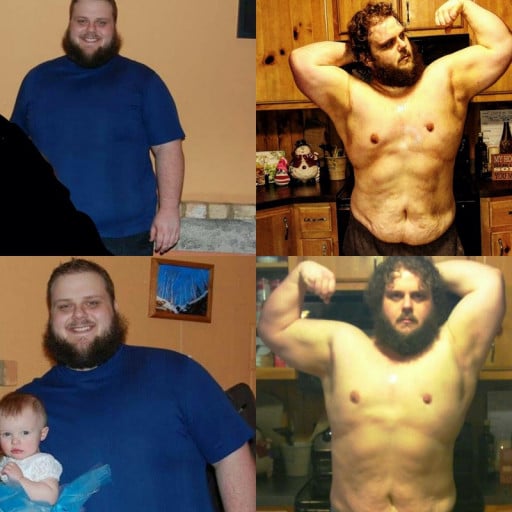 A photo of a 6'1" man showing a weight cut from 400 pounds to 327 pounds. A respectable loss of 73 pounds.