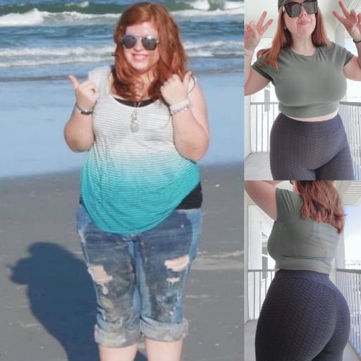 5'2 Female Before and After 100 lbs Weight Loss 275 lbs to 175 lbs