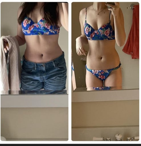 Before and After 16 lbs Weight Loss 5'7 Female 165 lbs to 149 lbs