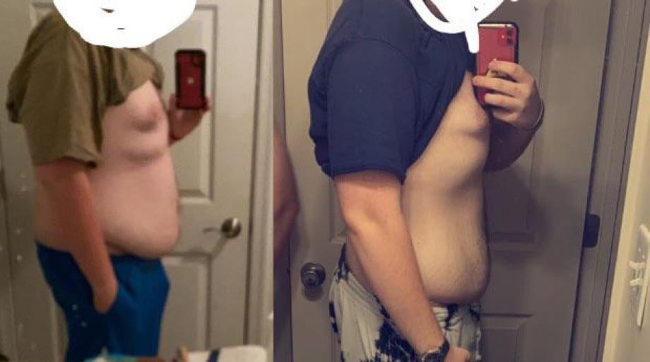 Before and After 78 lbs Fat Loss 6 feet 4 Male 305 lbs to 227 lbs