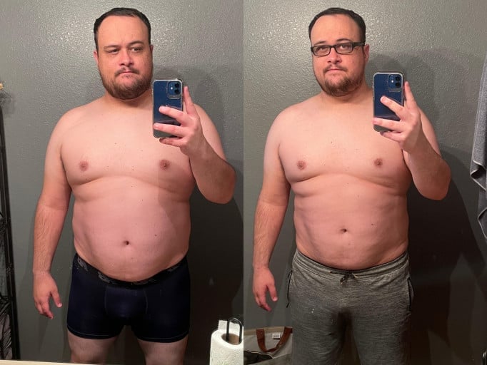 A photo of a 6'2" man showing a weight cut from 294 pounds to 285 pounds. A respectable loss of 9 pounds.