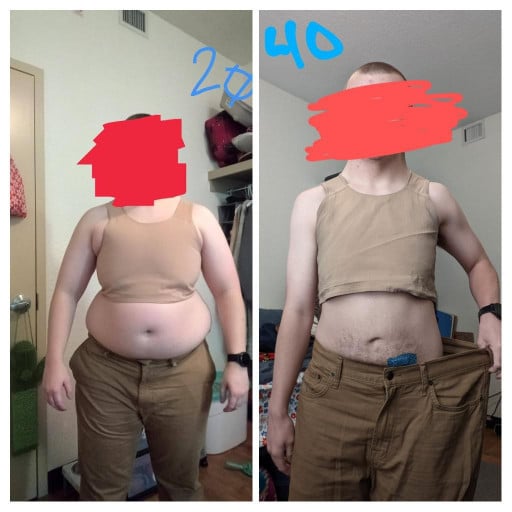 5 foot 6 Male Before and After 65 lbs Fat Loss 205 lbs to 140 lbs