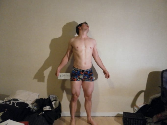 A picture of a 5'10" male showing a snapshot of 176 pounds at a height of 5'10
