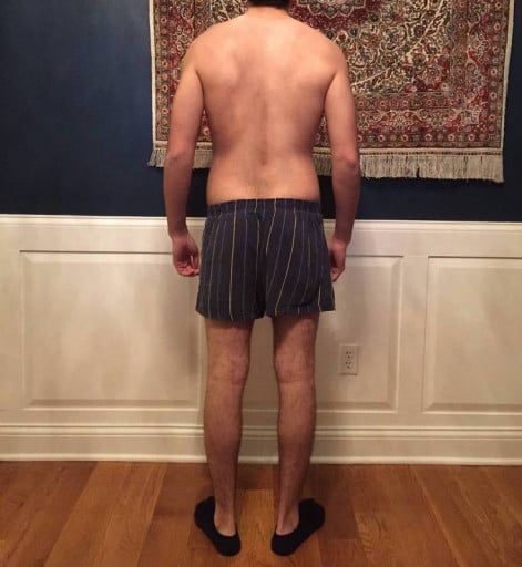 A progress pic of a 5'9" man showing a snapshot of 142 pounds at a height of 5'9