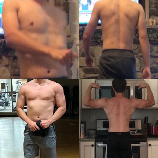 5 foot 10 Male Before and After 30 lbs Muscle Gain 140 lbs to 170 lbs