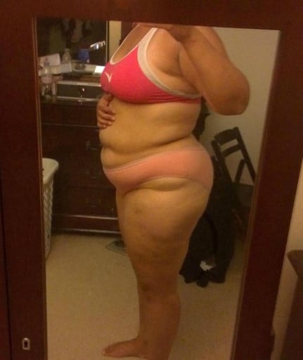 A picture of a 5'6" female showing a snapshot of 236 pounds at a height of 5'6