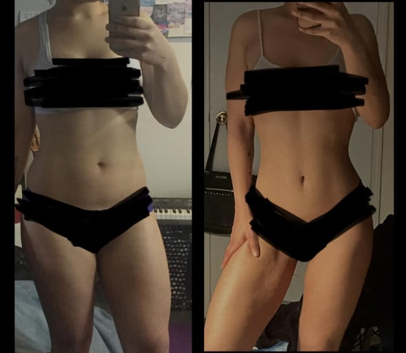 18 lbs Fat Loss Before and After 5'5 Female 155 lbs to 137 lbs