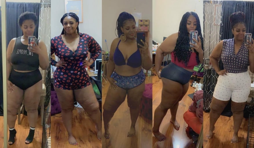 5 feet 3 Female Progress Pics of 218 lbs Weight Loss 336 lbs to 118 lbs