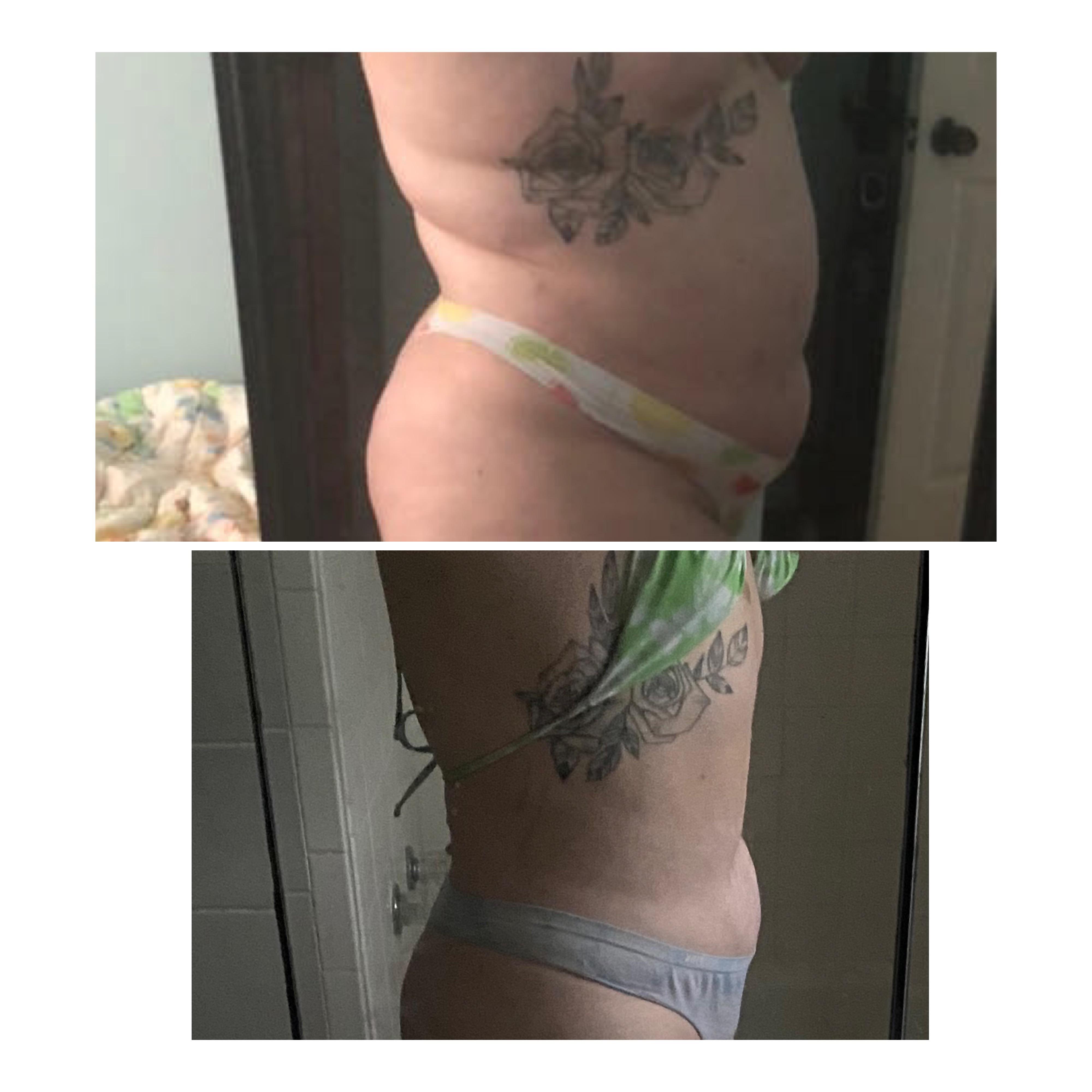 Before and After 41 lbs Fat Loss 5 feet 5 Female 270 lbs to 229 lbs