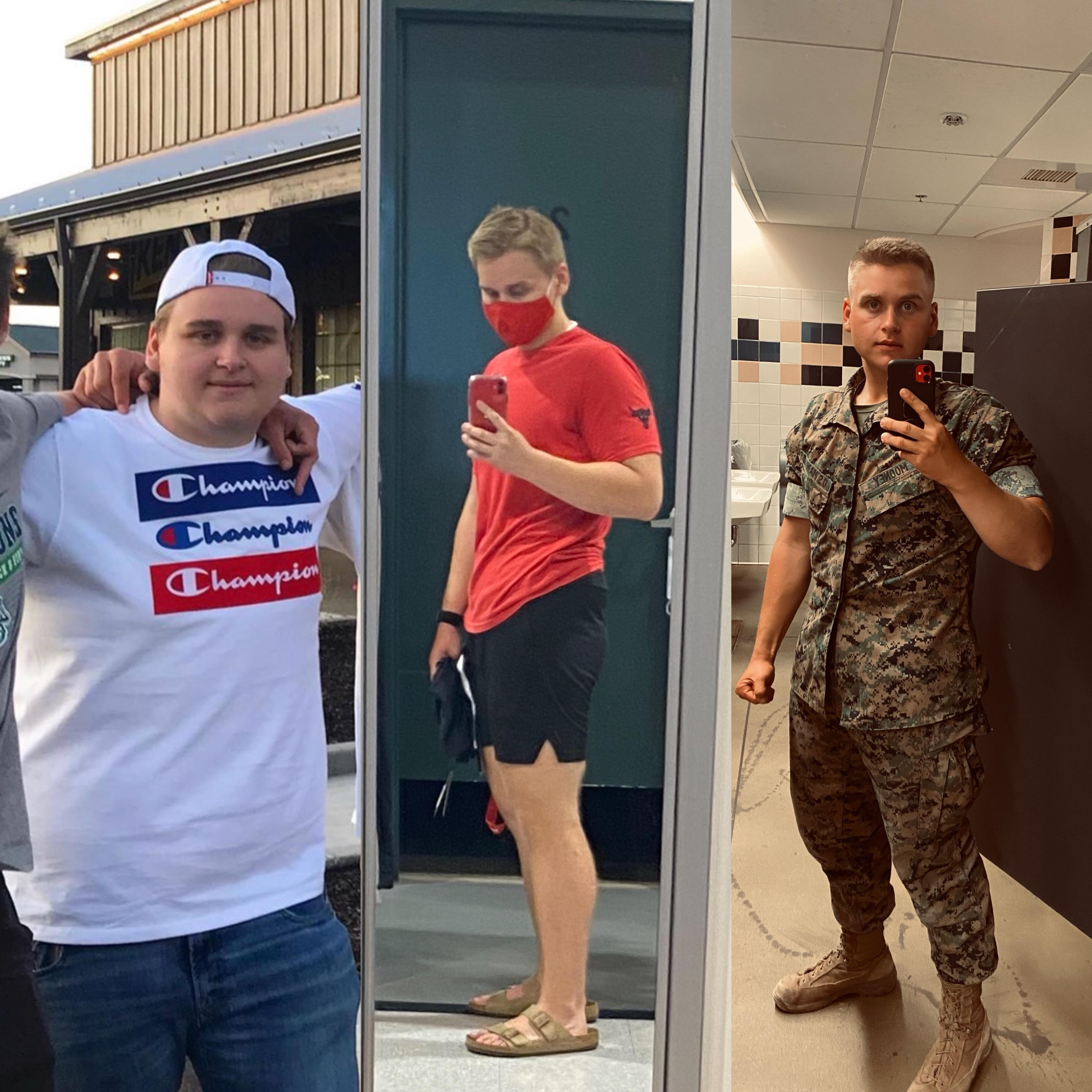 Before and After 180 lbs Fat Loss 6 foot 1 Male 385 lbs to 205 lbs