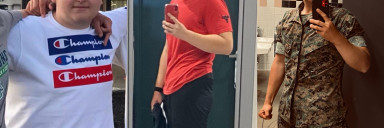Before and After 180 lbs Fat Loss 6 foot 1 Male 385 lbs to 205 lbs