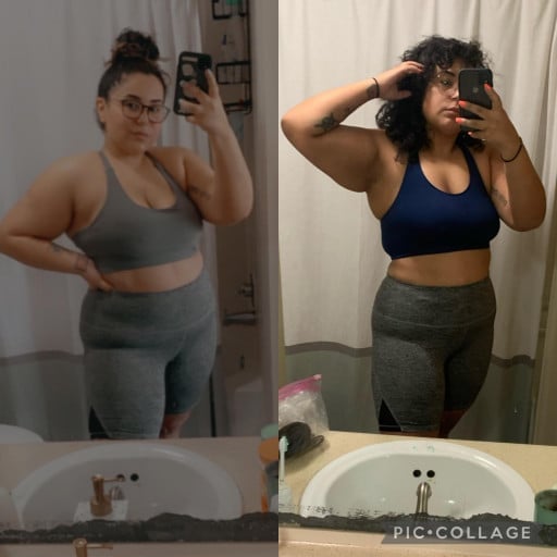 Before and After 30 lbs Fat Loss 5 foot 5 Female 240 lbs to 210 lbs