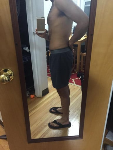 A picture of a 5'4" male showing a snapshot of 126 pounds at a height of 5'4
