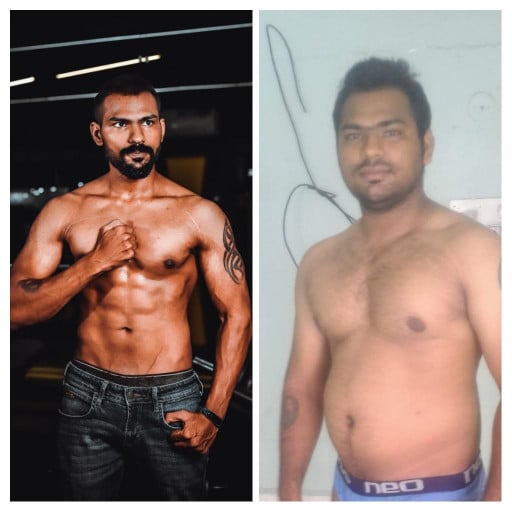 5 feet 8 Male Before and After 67 lbs Fat Loss 210 lbs to 143 lbs