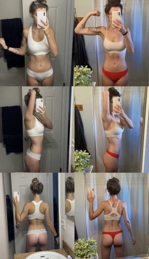 5 lbs Muscle Gain Before and After 5 feet 5 Female 106 lbs to 111 lbs