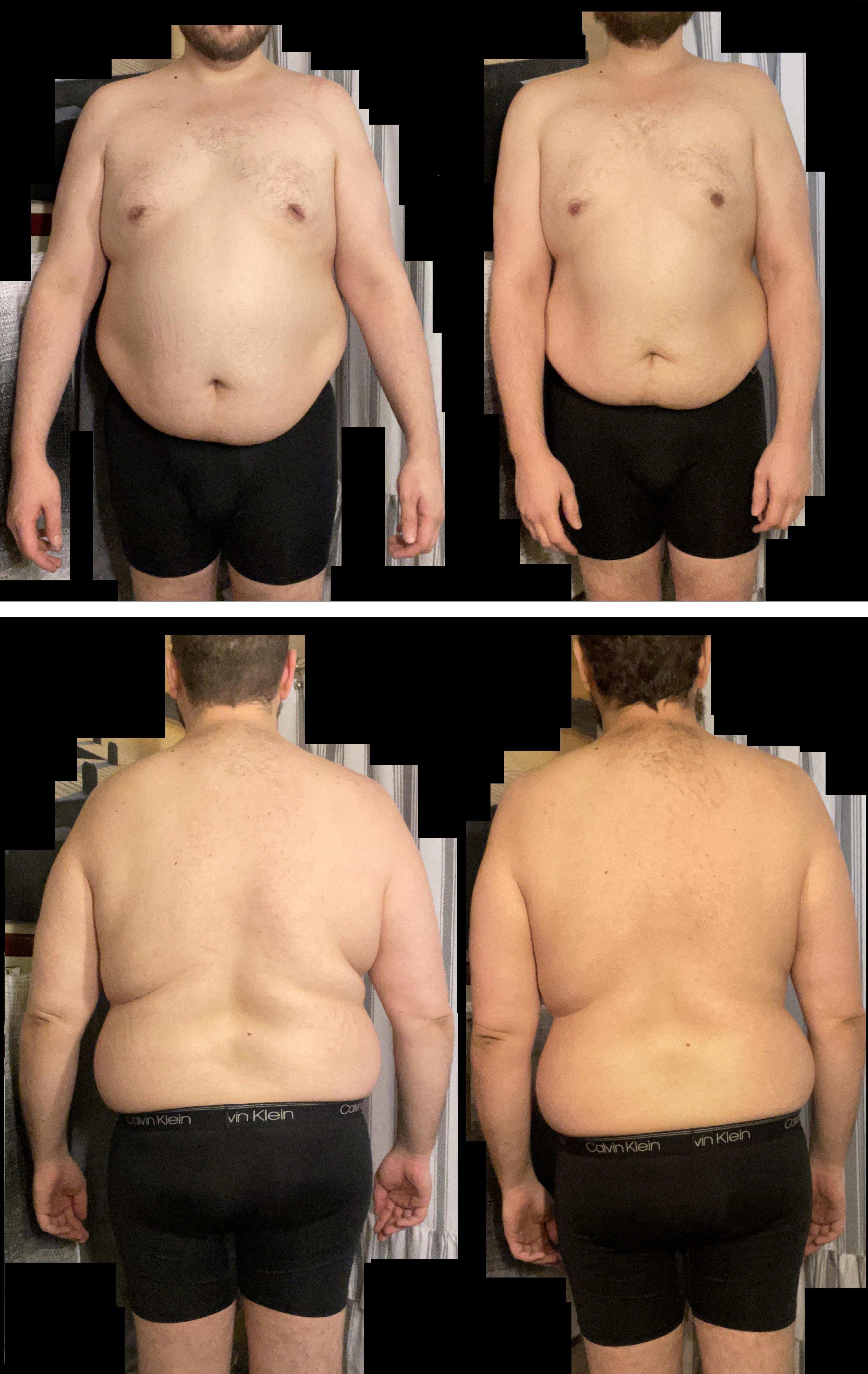 6 foot 2 Male 33 lbs Weight Loss Before and After 307 lbs to 274 lbs